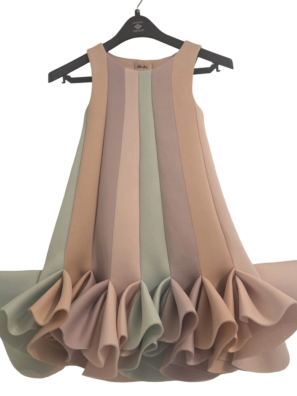 Nicola Girls Pastel Panel Ruffle-Hem Formal Dress